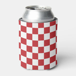 red and white  Chequerboard Pattern Can Cooler