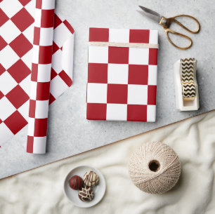 Red and White Chequerboard Wrapping Paper