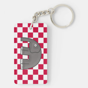 Red and White Chequered Animal Design Keychain
