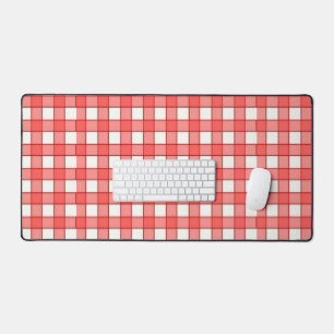 Red and white chequered blocks desk mat