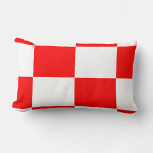 red and white chequered board  pattern lumbar pillow