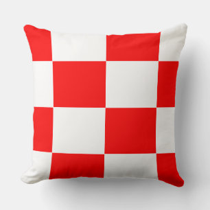 red and white chequered board  pattern throw pillow