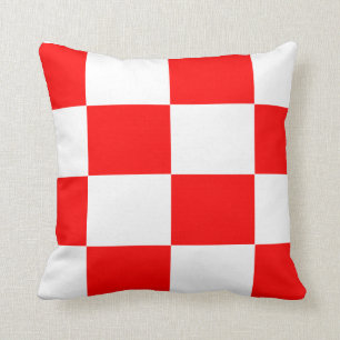 red and white chequered board  pattern throw pillow