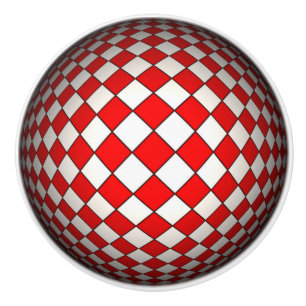 Red and White Chequered Door Knob Pull