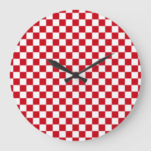 Red and White Chequered Kitchen Clock