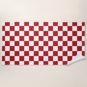 Red and White Chequered Pattern Beach Towel