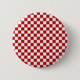 Red and White Chequered Pattern Country BBQ 2 Inch Round Button