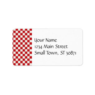 Red and White Chequered Pattern Country BBQ Colour Label