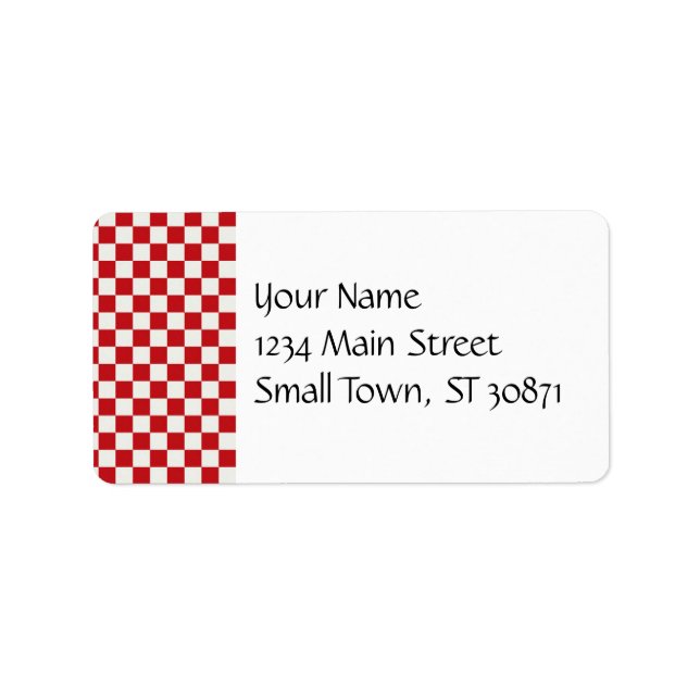Red and White Chequered Pattern Country BBQ Colour Label (Front)