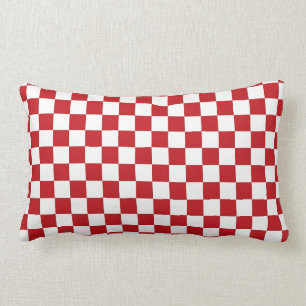 Red and White Chequered Pattern Country BBQ Colour Lumbar Pillow