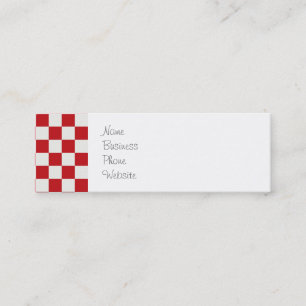 Red and White Chequered Pattern Country BBQ Colour Mini Business Card