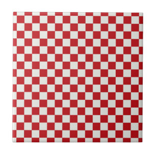 Red and White Chequered Pattern Country BBQ Colour Tile