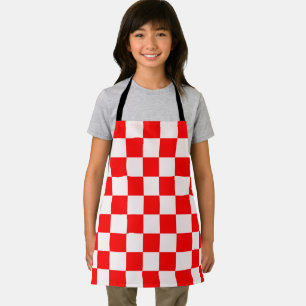 Red and White Chequered Pattern Kids Apron