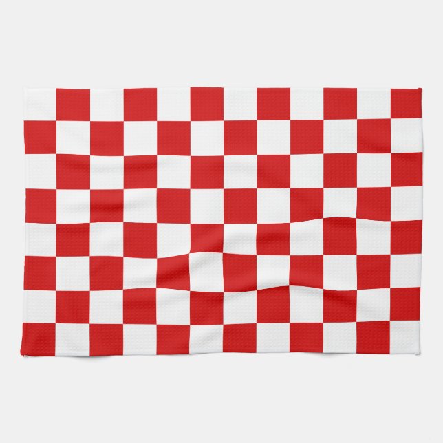 Red and White Chequered Pattern Kitchen Towel (Horizontal)