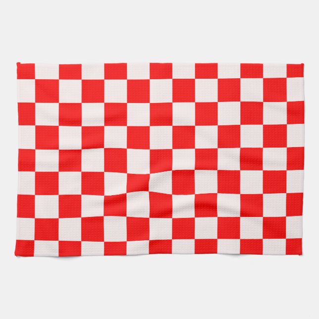 Red and White Chequered Pattern  Kitchen Towel (Horizontal)