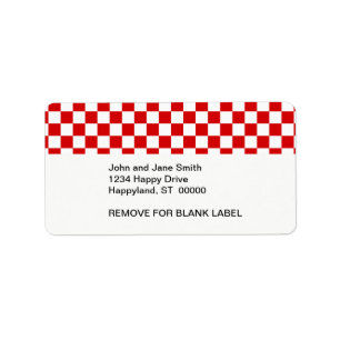 Red and White Chequered Pattern Label