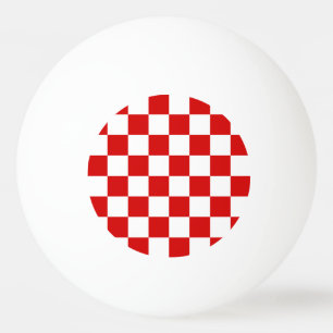 Red and White Chequered Pattern Ping Pong Ball