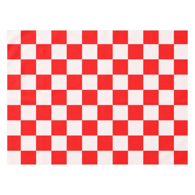 Red and White Chequered Pattern  Tablecloth (Front (Horizontal))