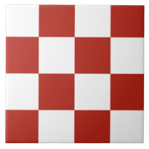 Red and White chequered pattern Tile