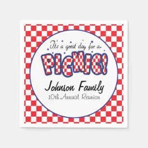 Red and White Chequered Squares   Picnic Napkin