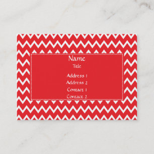 Red and White Chevron Pattern Business Card