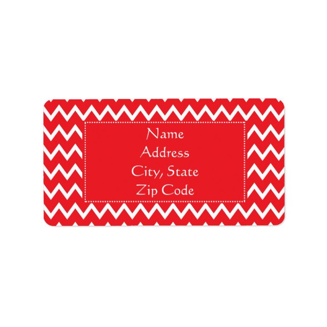 Red and White Chevron Pattern Label (Front)