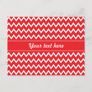 Red and White Chevron Pattern Postcard