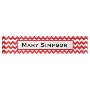 Red and White Chevron Print Name Plate