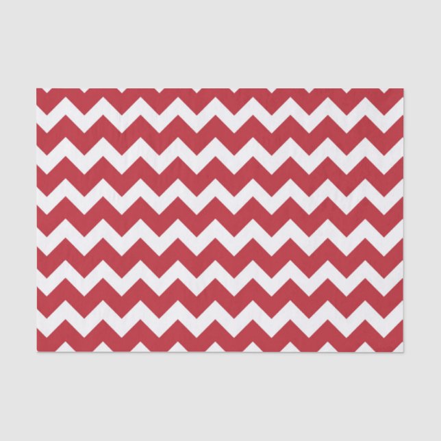 Red and White Chevron Stripe Tissue Paper (Front)