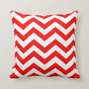 Red and White Chevron Throw Pillow