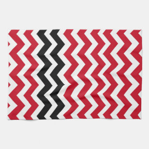 Red and White Chevrons With Black Kitchen Towel