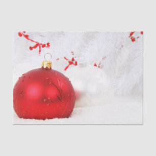 Red and White Christmas Baubles Tissue Paper