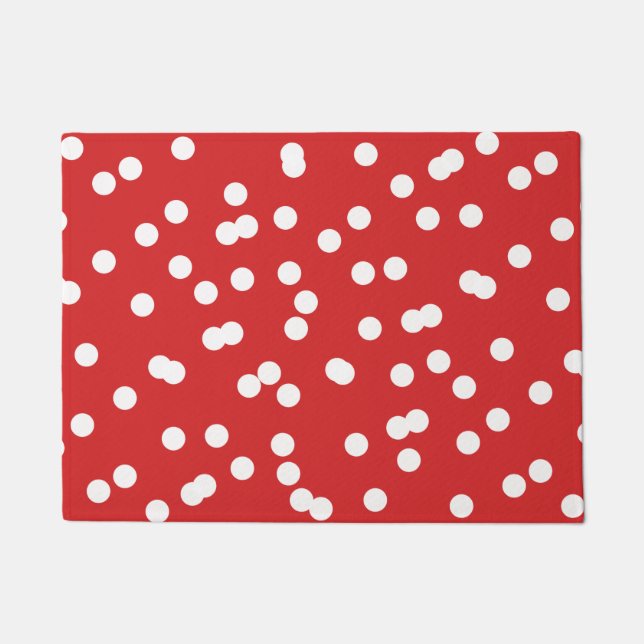 Red and White Christmas Confetti Pattern Doormat (Front)