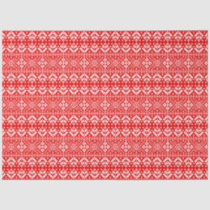 Red and White Christmas Fair Isle Pattern Tissue Paper