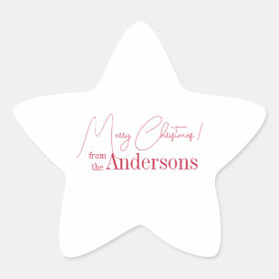 Red and White Christmas from Family Name Star Sticker