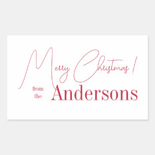 Red and White Christmas from Family Name Sticker