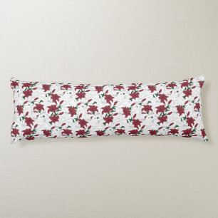 Red and White Christmas Lilies Body Pillow