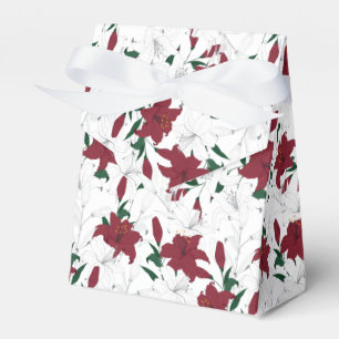 Red and White Christmas Lilies Favor Box