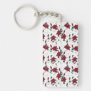 Red and White Christmas Lilies Keychain