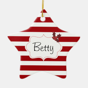 Red and White Christmas Magic Ceramic Ornament