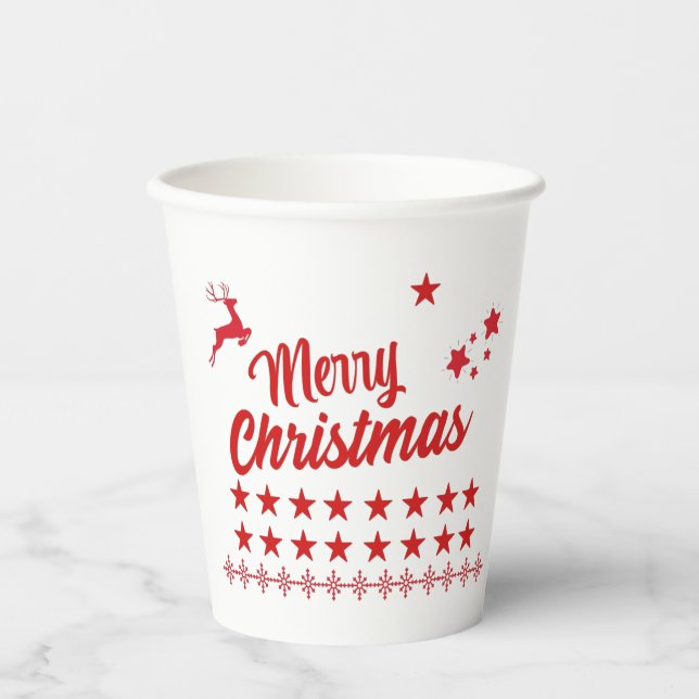 Red and White Christmas  Paper Cups (Front)