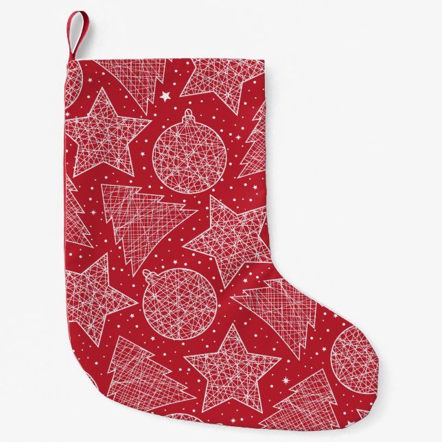 Red and White Christmas Pattern Christmas Stocking (Front)
