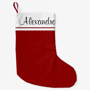 Red and White Christmas Pattern Monogram Small Christmas Stocking