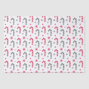 Red and White Christmas Pattern with Candy Canes Tissue Paper