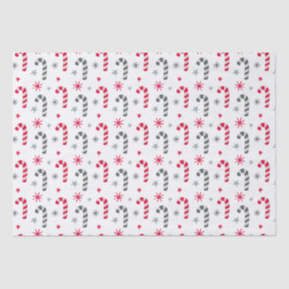 Red and White Christmas Pattern with Candy Canes Tissue Paper