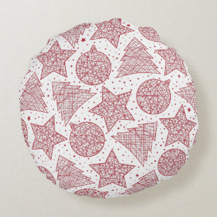 Red and White Christmas Round Pillows