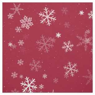 Red and White Christmas Snowflake Pattern Fabric