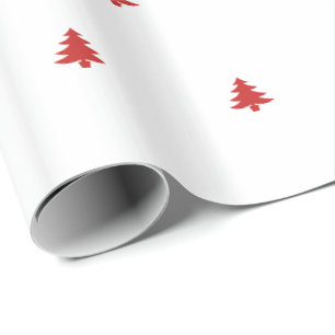 Red and White Christmas Tree Font Pattern Wrapping Paper