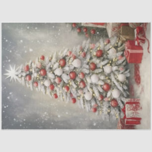 Red and White Christmas Tree Tissue Paper