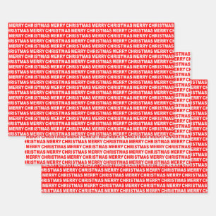 Red and White Christmas Typography Wrapping Paper Sheet